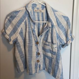 EUC free people stripe button front top size small